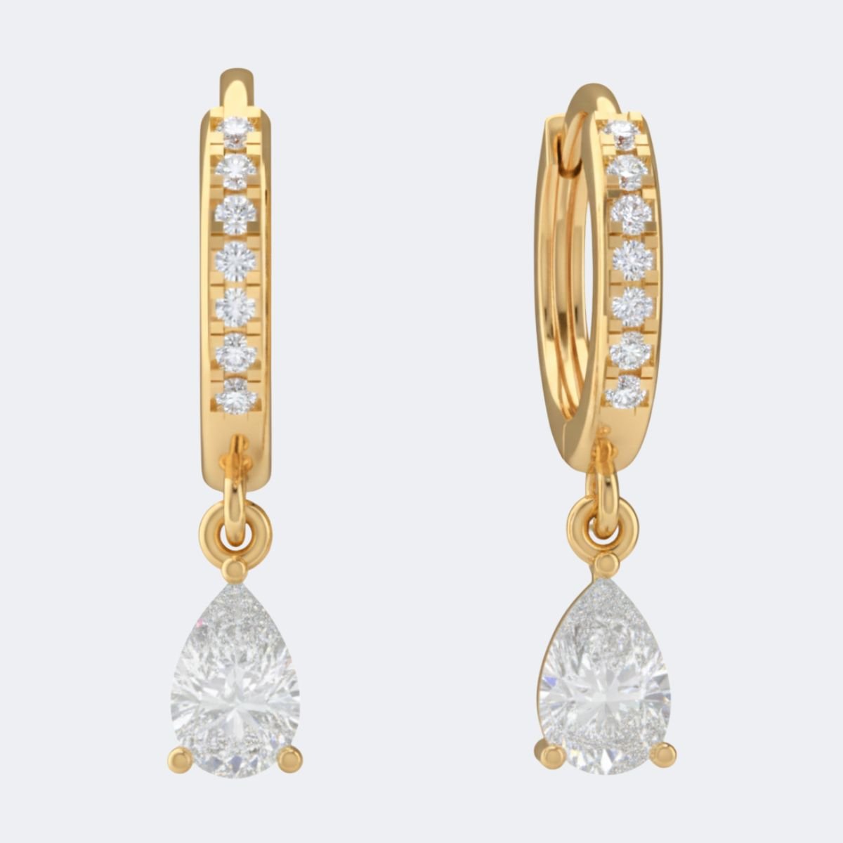 0.75CTW, Pear/Round, Prong/Shared Prong, Huggie Drop / Dangle