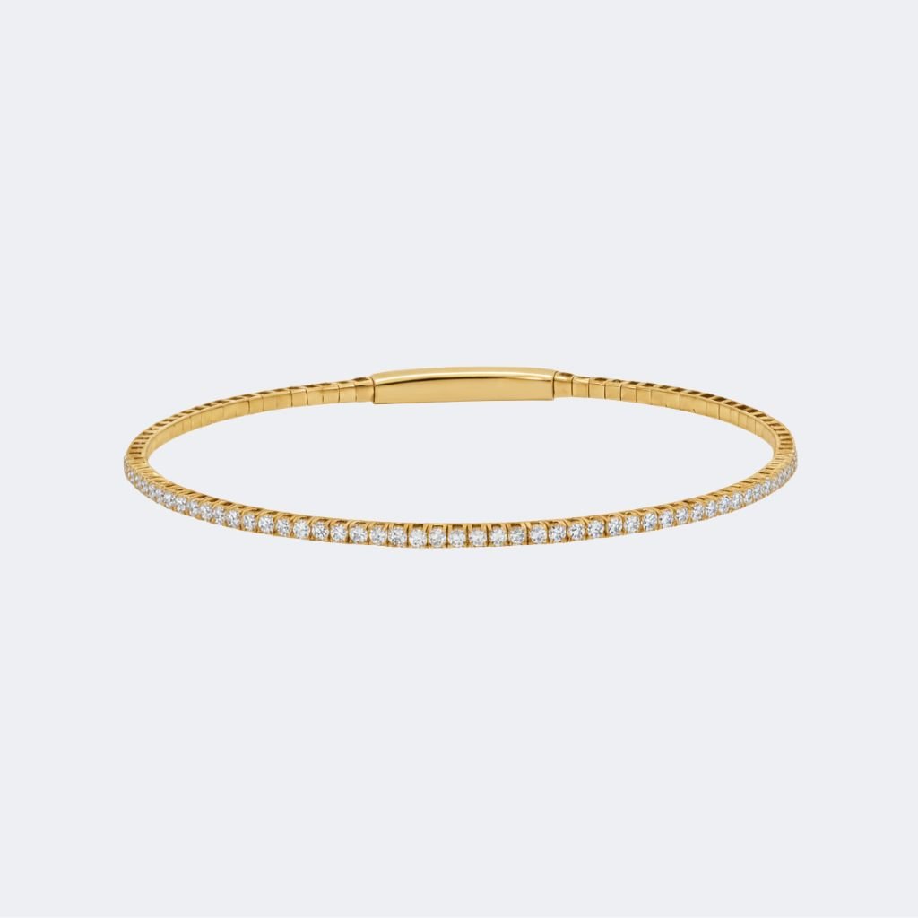 0.800CTW Round Micro-Pave Set Diamond Flexible Bangle Bracelet