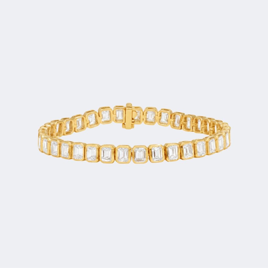 10.00CTW Emerald Cut Bezel Set Tennis Bracelet