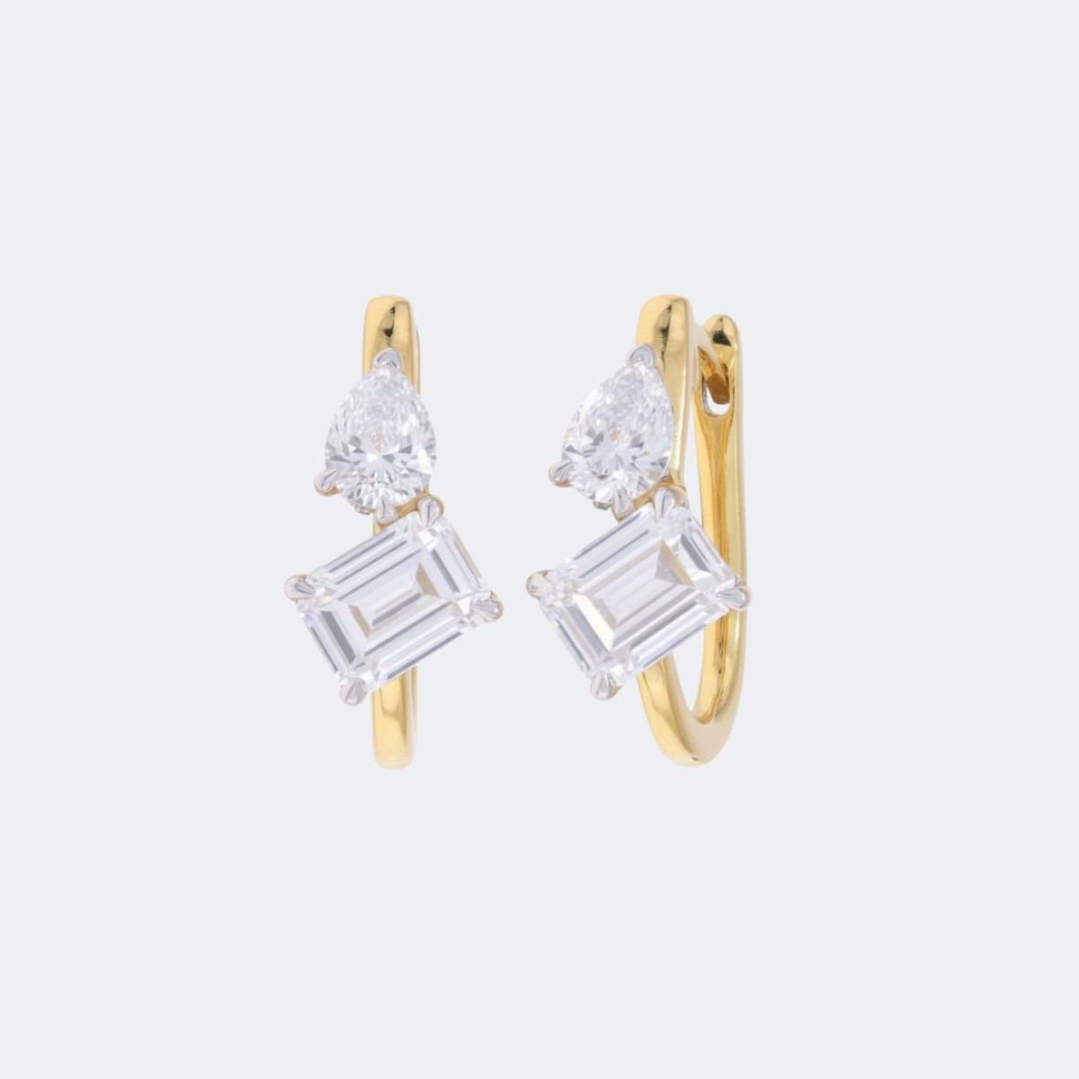 3.10 CTW Pear Emerald Prong Set  Huggie Drop Earrings