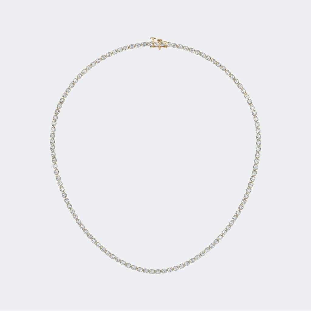 10.00CTW Ovel Prong-Set Diamond Tennis Necklace