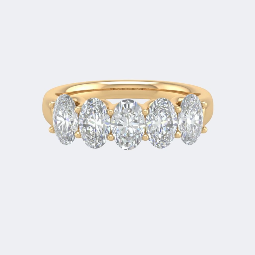 1.40CTW Ovel Shared Prong Half Eternity Setting Minimalist Ring