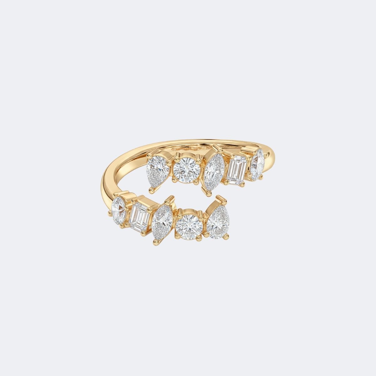 1.25CTW Mixed Cut Prong Set Diamond Cuff Ring